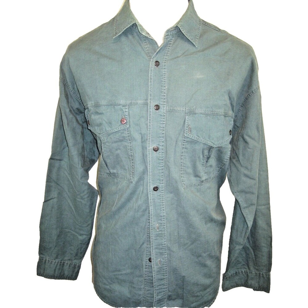 Mens Sierra Pacific Forest Green LS Cotton Casual Shirt sz Lg